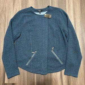 Torrid Jacket Women’s 2X Blue Moto Knit Textured Full Zip Stretch Pockets